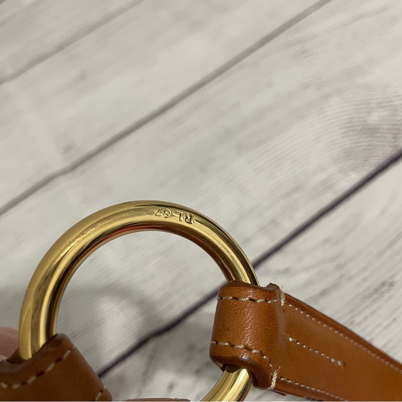 Ralph Lauren Stirrup Belt Equestrian Riding Leather Gold Brown Double Womens - Picture 6 of 14